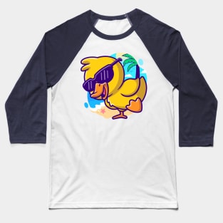 Cool Duck In Summer Cartoon Baseball T-Shirt